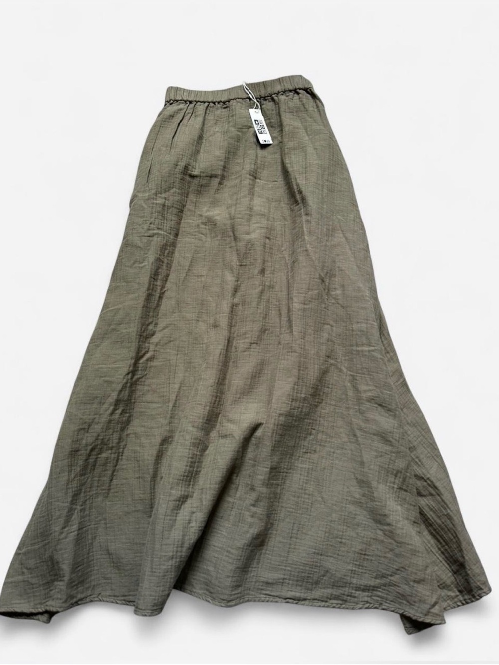 Bonton Paris NWT Olive Green Flowy A-line Boho Cotton Maxi Skirt